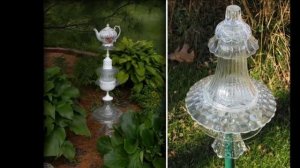 Оригинальный декор для сада из тарелок и чашек