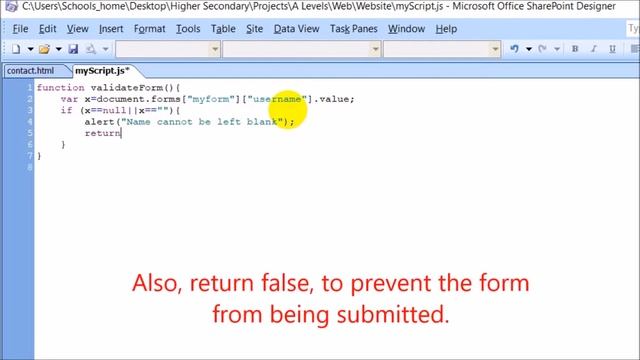 HTML Video Tutorial 3:   Forms, Email Hyperlinks & Javascript
