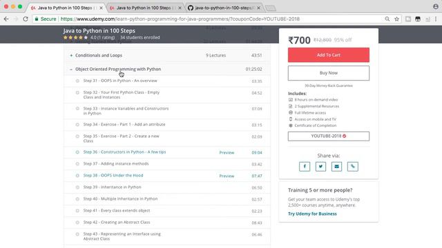 New Course - Java to Python in 100 Steps