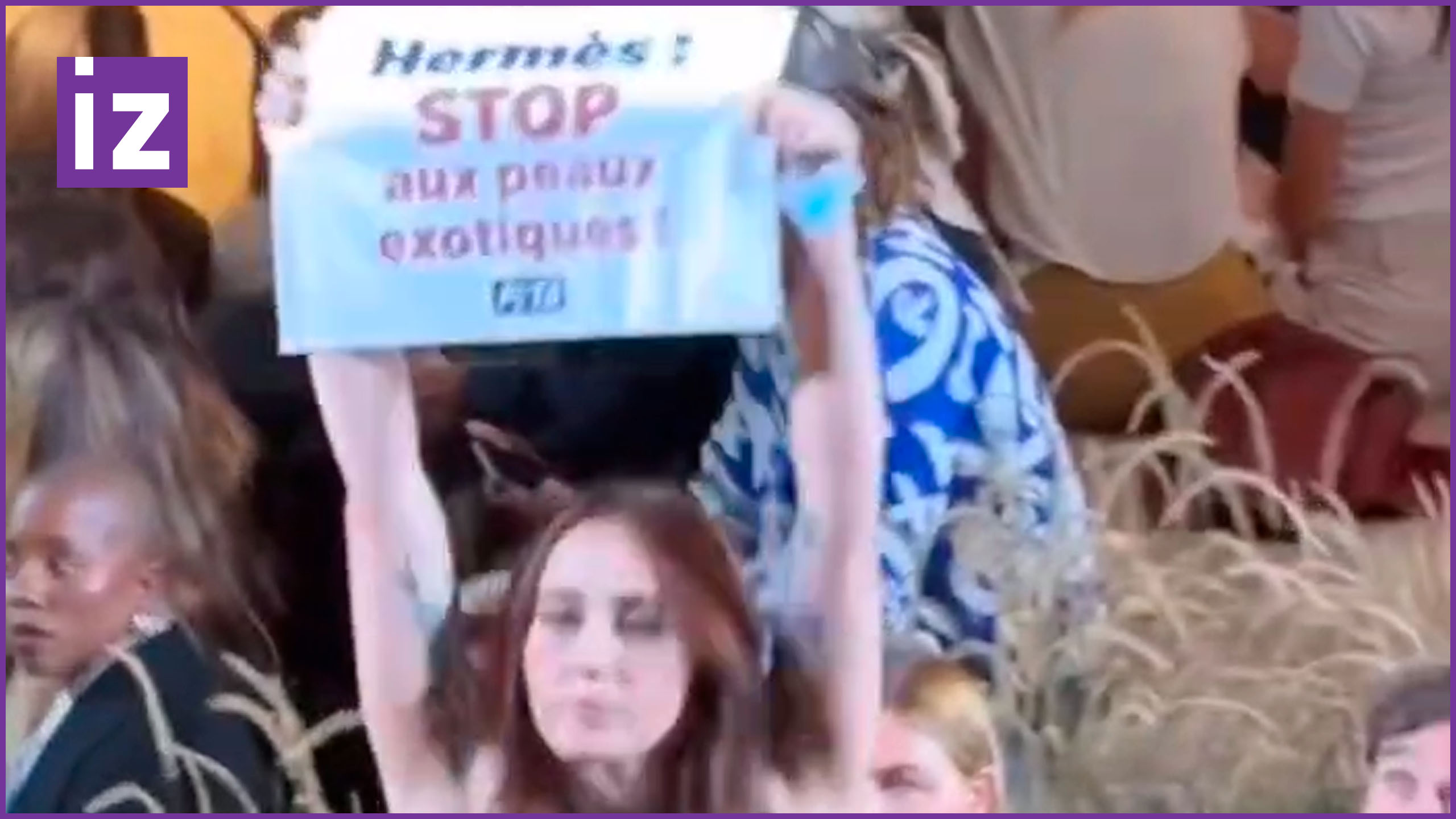 Экоактивистка ворвалась на показ Hermès в столице Франции, призывая отказаться от экзотической кожи