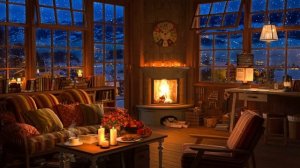 Cozy Winter Coffee Shop Ambience with Sweet Jazz Music & Fireplace for Relax the last days of 2023❤