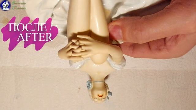 Реставрация фарфоровой статуэтки Танцовщица с перекрещенными пальцами. 1 палец.