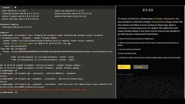 Linux Firewalld Setup  Apache & Nginx server KodeKloud Engineer Task Success смотреть онлайн