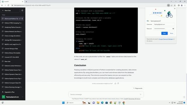 Passing SQLite variables in Python смотреть онлайн