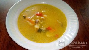 Суп с минтаем и болгарским перцем