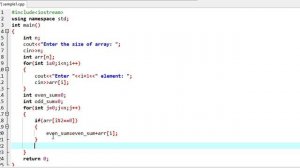 Sum of even elements and sum of odd elements of array C++ Program