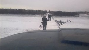 Мост через реку Витим. Вид от первого лица.