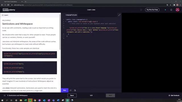 Learn to Code: JAVA | Part 1 [Codecademy - Hello World]
