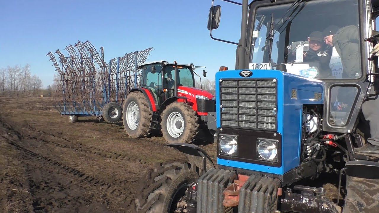 Начало весенних полевых мероприятий! У всех НОВЫЕ ТРАКТОРА! Подкормка и боронование! смотреть онлайн
