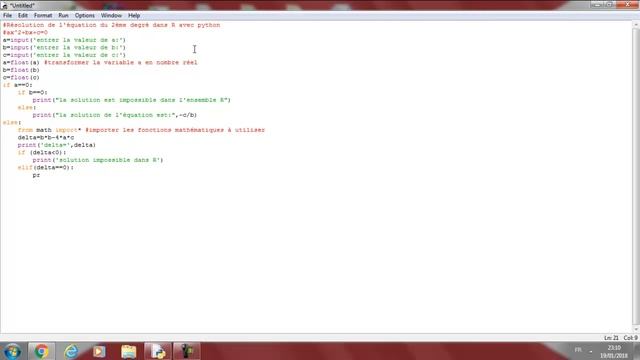 Python: solve a second degree equation with programming language python