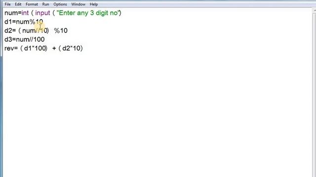 Reverse program in python ! Python Reverse number program ! 3 Digit Reverse number program in pytho