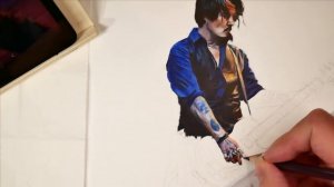 Drawing Johnny Depp from the 2021 Dior ad | Coloured pencil time lapse