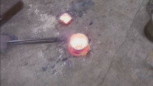 Проба литья - муфельная печь плавление бронзы