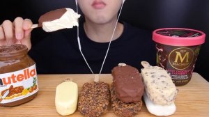 ASMR MAGNUM CHOCOLATE ICE CREAM PARTY MUKBANG 매그넘 초콜릿 아이스크림 먹방 アイスクリーム  Es krim 咀嚼音Kem EATING SOUND