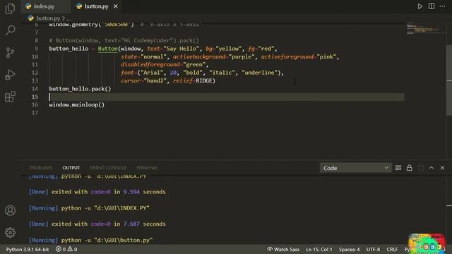 Button Widget and Its Attributes In Tkinter Python In Hindi | Python Tkinter Button Widget In Hindi