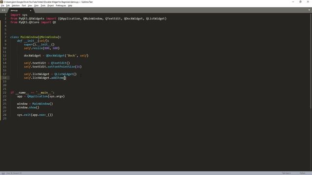 PyQt5 Tutorial | QDockWidget class example for beginners (code included)