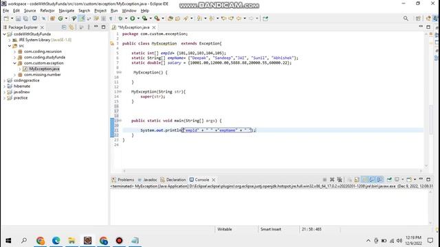 Creating Custom Exception in java || How To handle exception in java || exception handling смотреть онлайн