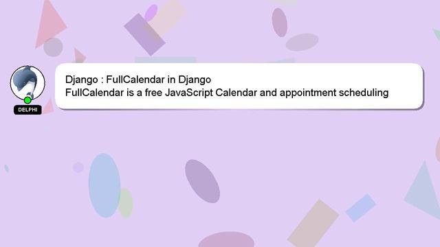 Django : FullCalendar In Django