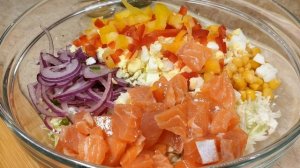 САЛАТ с Форелью и Креветками