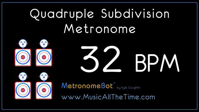 Quadruple subdivision metronome at 32 BPM MetronomeBot смотреть онлайн