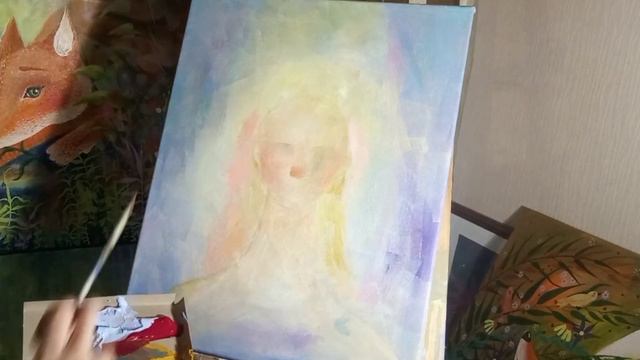 Пишу Картину с Ангелом / Подробное написание лица / Техника акриловой живописи / Картина / Painting