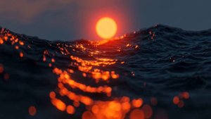 Футаж "Ночное море на фоне заката"