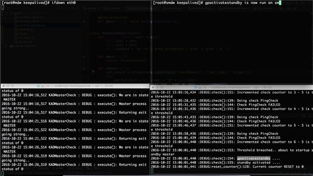 Greenplum HA Keepalived PoC - Master network down смотреть онлайн