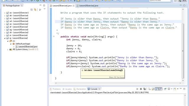 15x - Learn Java "if" Statements - Exercise 1