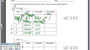 October 15   Math Module 1   Lesson 14   Division with Decimals Using Place Value Chart