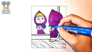 №199 👱♀️🐻 Masha and the Bear coloring book 🎨 Coloring page Masha and Bear cartoon for kids