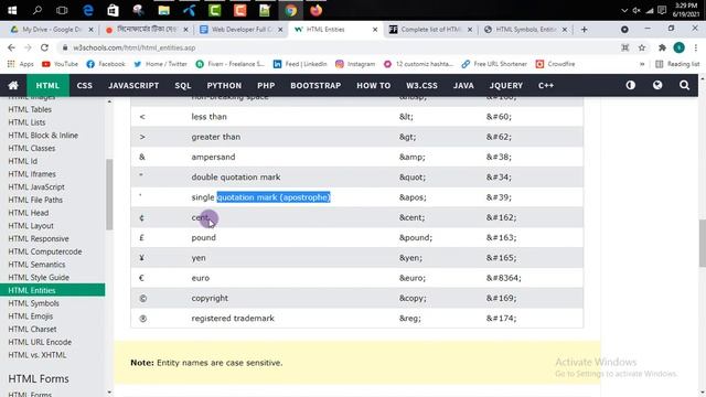 Html Entity Bangla Tutorial By Nafees  Html Bangla Tutorial Full Course