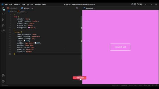 Skew Button Animation using Html and CSS | CSS Tutorial For Beginners | Button Hover Effects