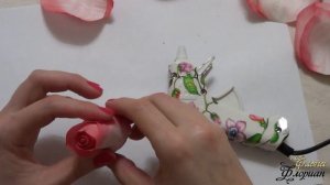 Реалистичная роза из фоамирана на стебле, без молдов. Обработка и тонировка лепестков