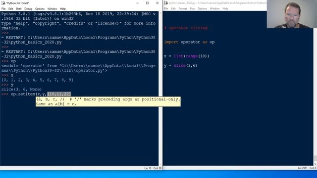 Python Basics Tutorial Operator Slicing Functions || Setitem Delitem Getitem