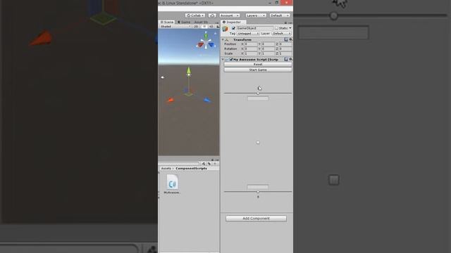 Pong in Unity Inspector