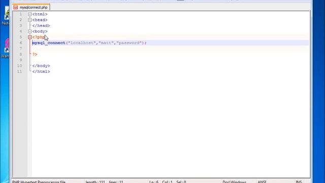 PHP Lesson 32 - Connecting to MySQL From PHP