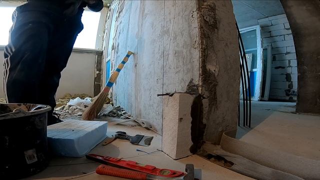 Кладка газоблока.Подготовка к стеклоблокам. Киев. смотреть онлайн