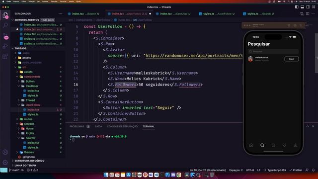 Clone do Threads com React Native - Populando os Threads com JSON - Aula 4 смотреть онлайн