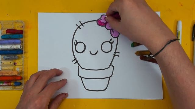 Как нарисовать КАКТУС / урок рисования для детей смотреть онлайн