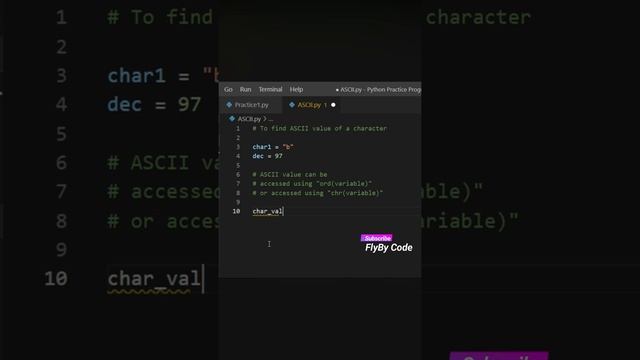 Find ASCII value in Python | FlyBY Code | #short #python #ascii #coding