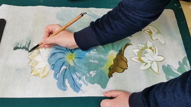 Как нарисовать Белый Лотос видео урок White Lotus painting tutorial 연꽃 그림 그리기