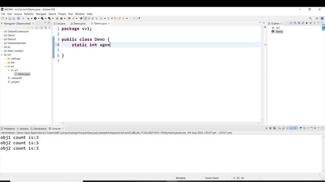 Java|Variable|Static variable initialization|Example of StaticVariable initialization|Local Variabl