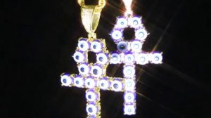 Evil Eyes Ankh Key of Life Gold Necklace