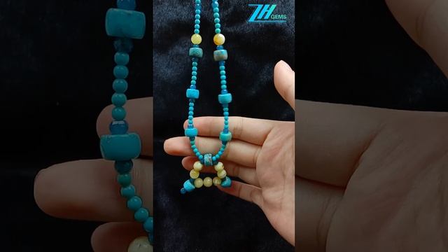 Natural turquoise smooth beads and amber beads with faceted Apatite  beautiful choker jewelry gift03