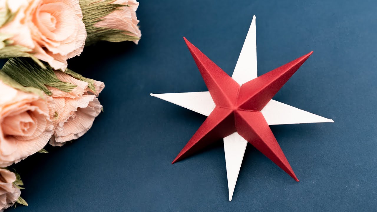 Простая бумажная звезда на Новый год - как сделать 3D-звезду из бумаги