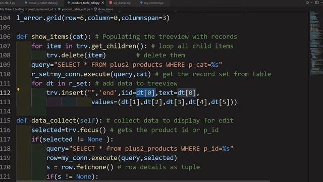 Select the row to Edit and update records from MySQL table using Tkinter Treeview