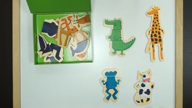 Деревянный пазл-магниты Забавные животные Djeco 03111 смотреть онлайн