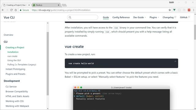 082 VueJs VueCli إنشاء مشروع باستخدام