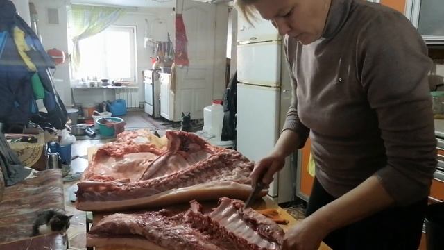 Разбираем тушу свиньи на части смотреть онлайн