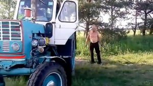 Заводка  мотоблока аврора с буксира..)